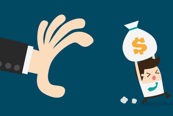 Graphic of man running away with bag of money